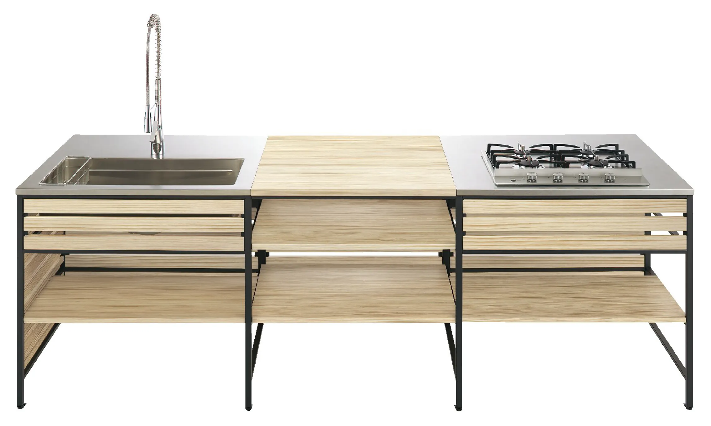Frame kitchen 系列 松、橡木+鐵件