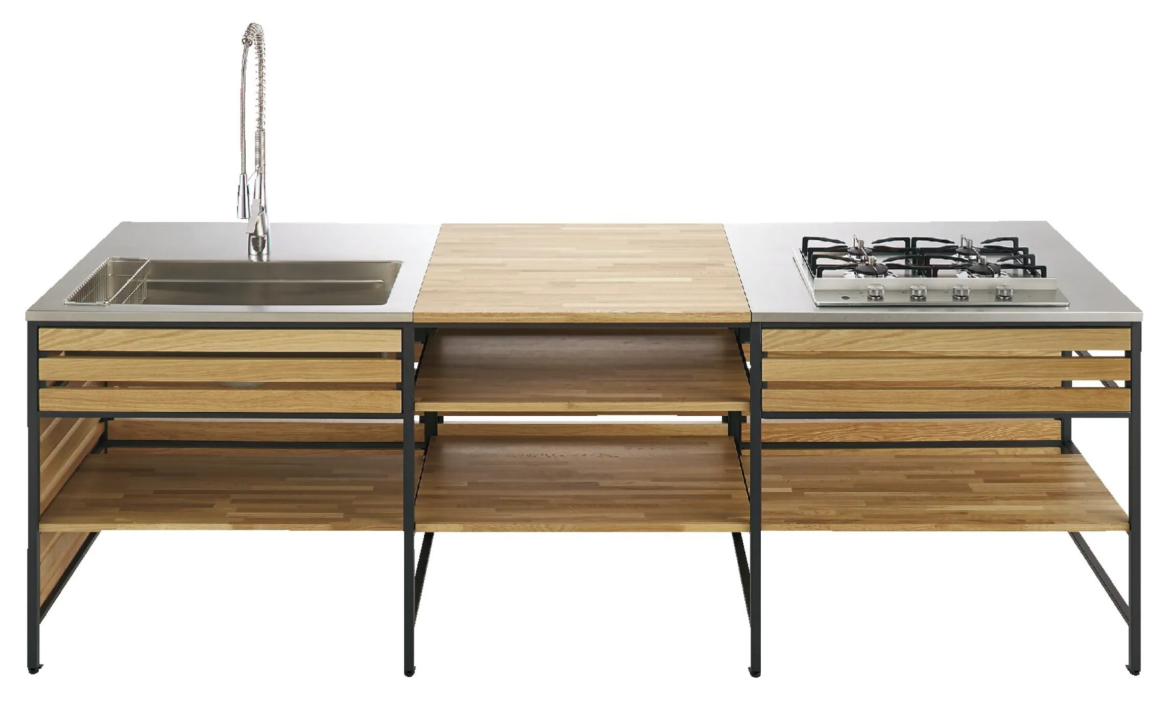 Frame kitchen 系列 松、橡木+鐵件