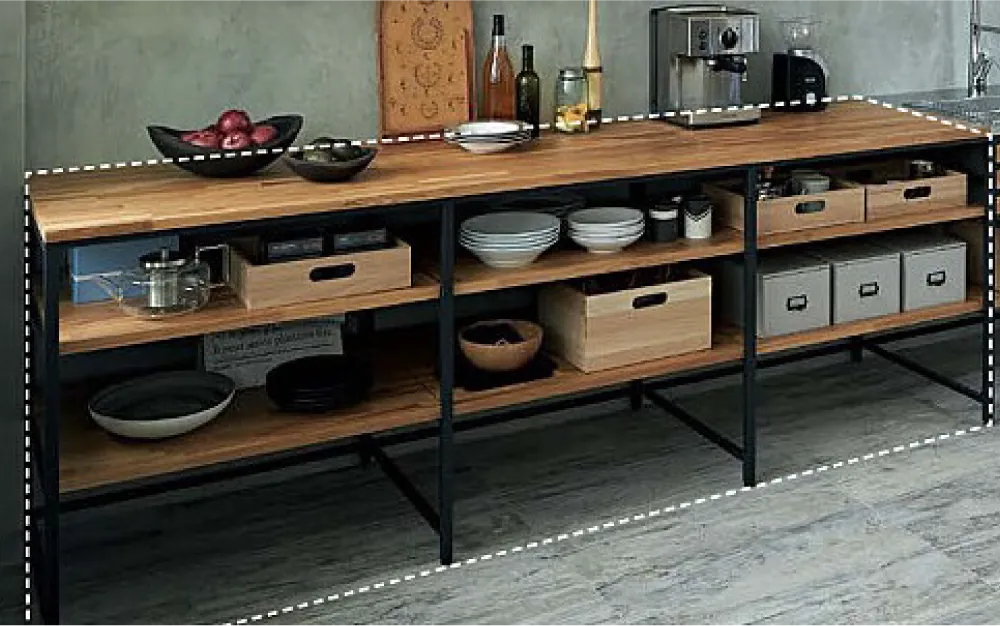 Frame kitchen 系列 松、橡木+鐵件